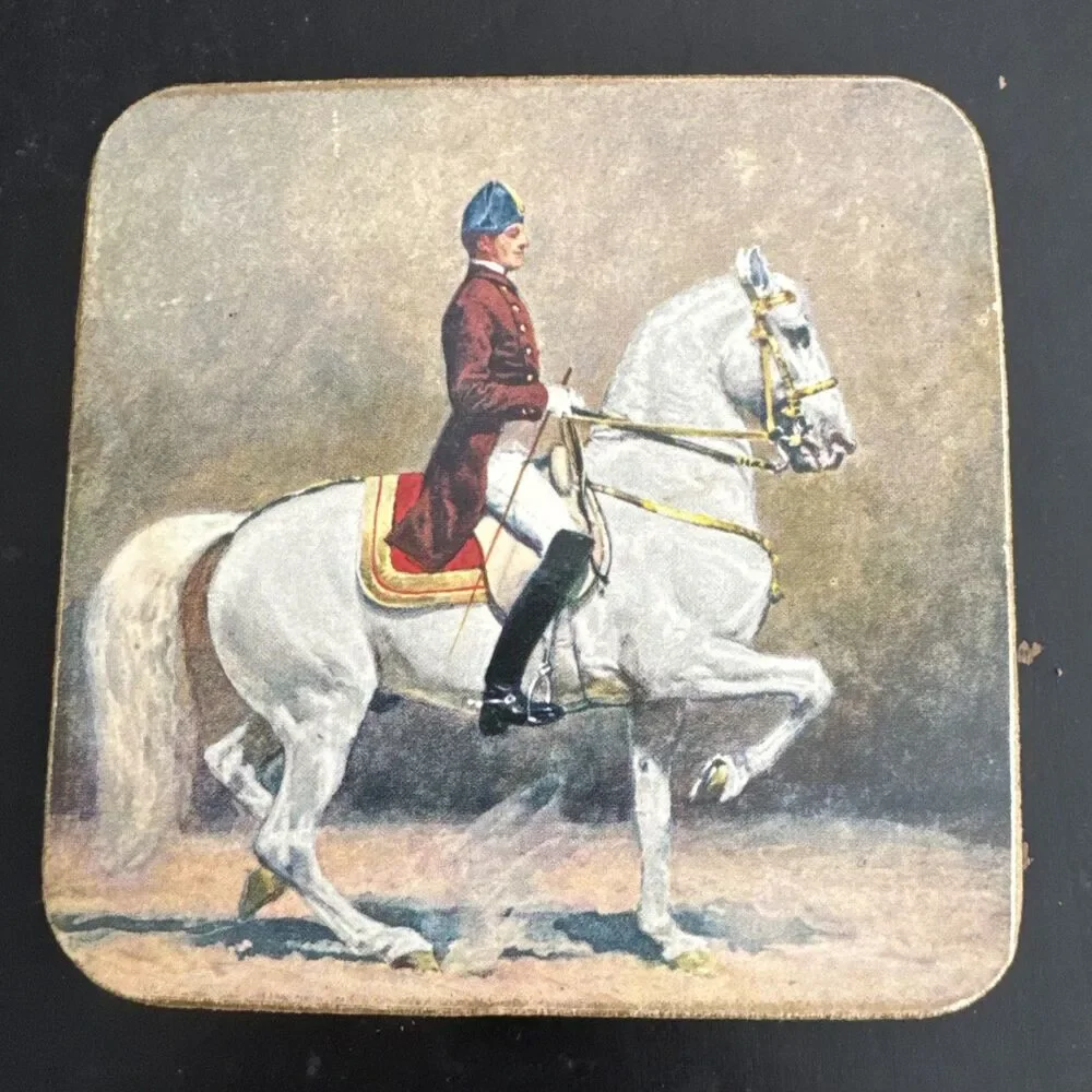 Vintage Alexander Pock Modern Riding School Sheraton Set of Five Coasters Horses